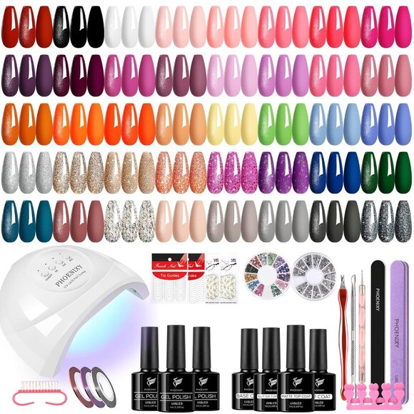 61 PCS Gel Nail Polish Kit with U V Light, 40 Colors Gel Nail Polish Set Manicur - Picture 1 of 8
